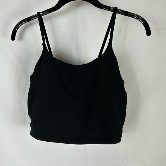 Oalka Tank Top Cami Cropped Thin Strap Pull On Scoop Neck Built in Shelf Bra - Picture 3 of 8